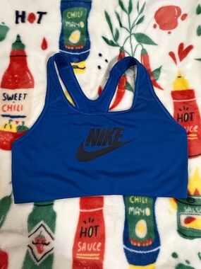 NWOT Nike Blue Sports Bra with Black Logo Womens Large